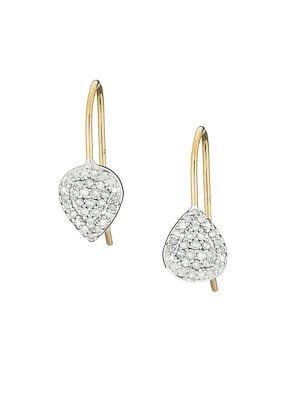 Adina Reyter 14k Yellow Gold, Sterling Silver & Pave White Diamond Teardrop Earrings