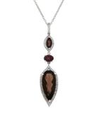 Lord & Taylor Smokey Quartz, White Topaz, Rhodolite And Sterling Silver Pendant Necklace