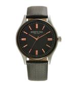 Kenneth Cole Mens Stainless Steel And Leather Watch
