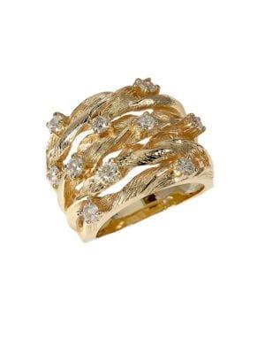 Effy 14k Yellow Gold & Diamond Openwork Twist Ring