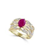 Effy Amore 14k Yellow Gold, Ruby And Diamond Ring, 0.31 Tcw