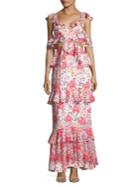 Wayf Ruffled Cut-out Floral Maxi Dress