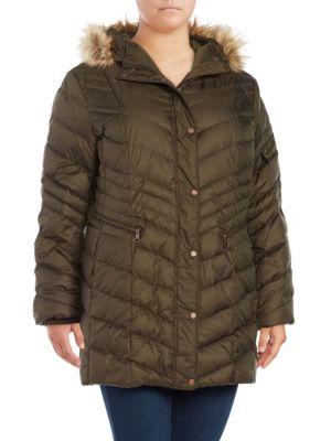 Andrew Marc Plus Renee Faux Fur-trimmed Down Puffer Coat