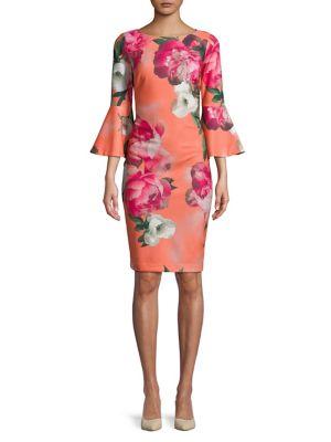 Calvin Klein Floral Bell-sleeve Dress