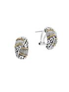 Effy Diamond, Sterling Silver And 18k Yellow Gold Earrings, 0.17 Tcw