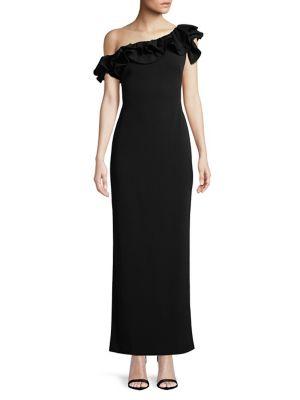 Lauren Ralph Lauren Tiered Ruffle One-shoulder Gown