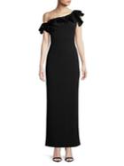 Lauren Ralph Lauren Tiered Ruffle One-shoulder Gown