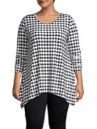 Context Plus Gingham Ruched-sleeve Tunic