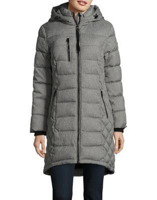 Guess Zip Front Hooded Puffer Coat