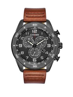 Citizen Drive Stainless Steel & Leather-strap Chronograph Watch
