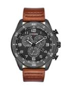 Citizen Drive Stainless Steel & Leather-strap Chronograph Watch