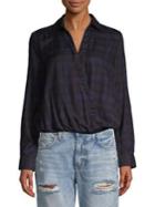 Beach Lunch Lounge Plaid Wrap-front Top