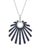 Marco Moore 14k White Gold, Diamond And Sapphire Pendant Necklace