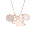 Lord & Taylor Sterling Silver & Pave Crystal Disc & Love Charm Necklace