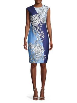 Vince Camuto Floral Colorblock Bodycon Dress
