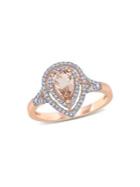 Sonatina 14k Rose Gold Morganite Diamond Double Halo Ring