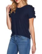 Cece Textured Dotted Short Sleeve Top