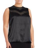 Nipon Boutique Mesh-accented Satin Top
