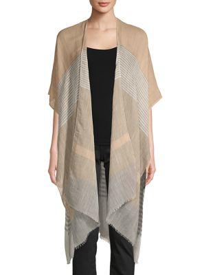 Collection 18 Tonal Striped Open Front Topper