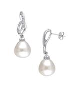 Sonatina 11-11.5mm South Sea Cultured Pearl, Diamond And 14k White Gold Ribbon Drop Earrings