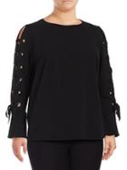 Vince Camuto Plus Lace-up Sleeve Top