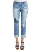 Democracy Distressed And Embroidered Patch Jeans