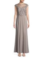 Cachet Illusion Neck Embellished Gown