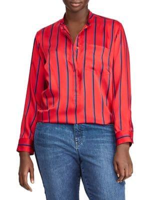 Lauren Ralph Lauren Plus Plus Striped Twill Shirt