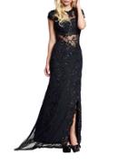Mac Duggal Sequined Mesh Illusion Gown