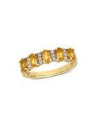 Sonatina 14k Yellow Gold Citrine & Diamond Semi Eternity Ring