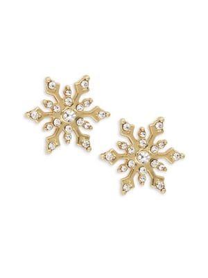 Design Lab Rhinestone Goldtone Snowflake Stud Earrings