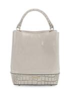 Brahmin Ivory Benett Amelia Leather Bucket Bag