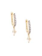 Nadri Goldtone & White Topaz Huggie Earrings