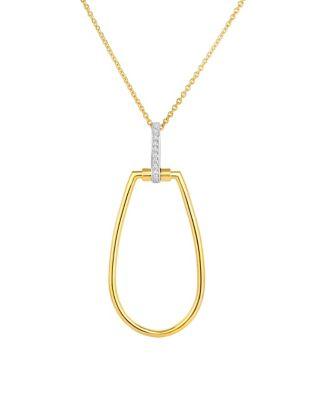 Roberto Coin Classic Parisienne Oval Diamond, 18k White Gold And 18k Yellow Gold Pendant Necklace