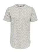 Only And Sons Printed Long Fitted Cotton Tee