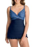 Shape Solver Shadow Stripe Twist-front Swimdress