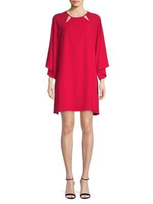 H Halston Draped Long Sleeve Shift Dress