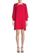 H Halston Draped Long Sleeve Shift Dress