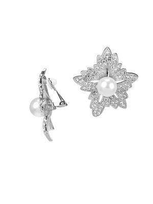 Kenneth Jay Lane Rhodium-plated Flower Clip-on Earrings