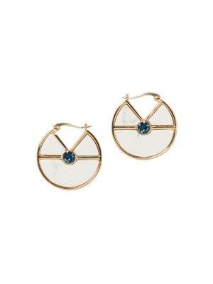 Vince Camuto Goldtone Crystal And Stone Inlay Hoop Earrings