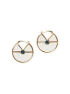Vince Camuto Goldtone Crystal And Stone Inlay Hoop Earrings