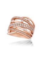 Levian 0.77tcw Diamonds And 14k Rose Gold Gladiator Weave Ring