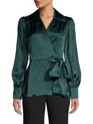Elie Tahari Shey Silk Wrap Tie Blouse