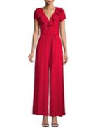 Gabby Skye Self-tie Short-sleeve Jumpsuit