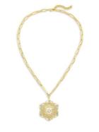 Etienne Aigner Hexagon Crystal Medallion Pendant Necklace