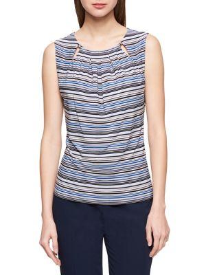 Tommy Hilfiger Sleeveless Beaded Striped Top
