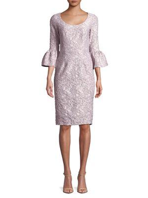 Betsy & Adam Embroidered Bell-sleeve Dress