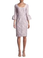 Betsy & Adam Embroidered Bell-sleeve Dress