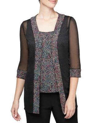 Alex Evenings Glitter Two-piece Jacket & Top