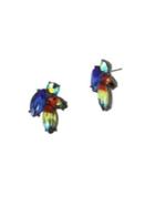 Betsey Johnson Shake Your Tail Feather Crystal Cluster Stud Earrings